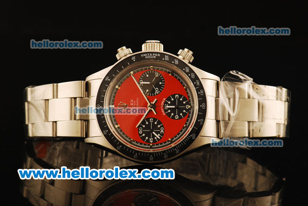 Rolex Daytona Vintage Edition Chronograph Swiss Valjoux 7750 Manual Winding Steel Case/Strap with Red Dial - Click Image to Close